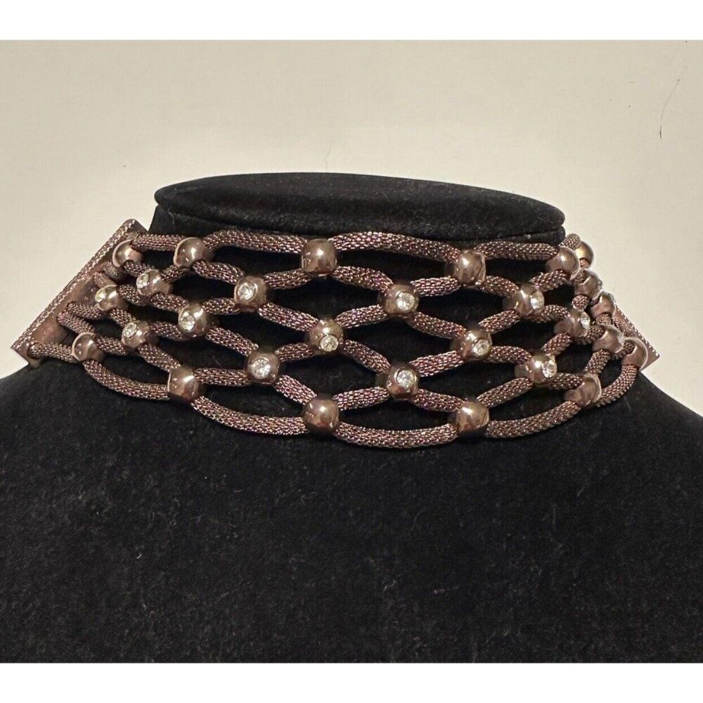MULTI CHAIN Wide Rose Gold Rope Copper Braided Rhinestone Beaded BRACELET